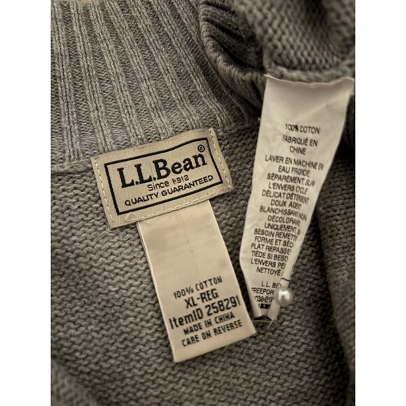 Mens L.L.Bean Gray 1/4 Zip Heavy Weight Mock‎ Neck Sweater Size XL Heritage - Picture 3 of 3